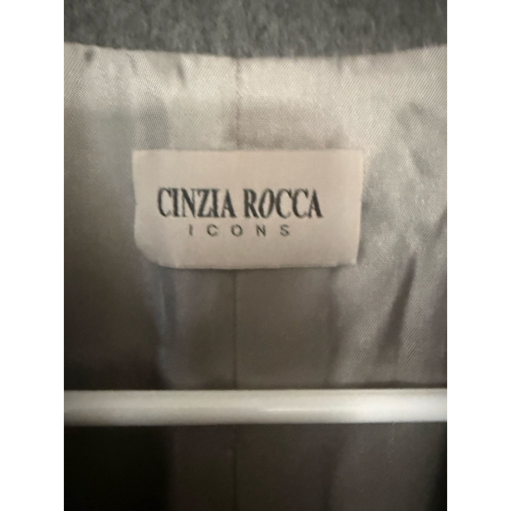 Women's CINZIA ROCCA Icons Gray Wool Cashmere Blend Pea Coat - Picture 4 of 6